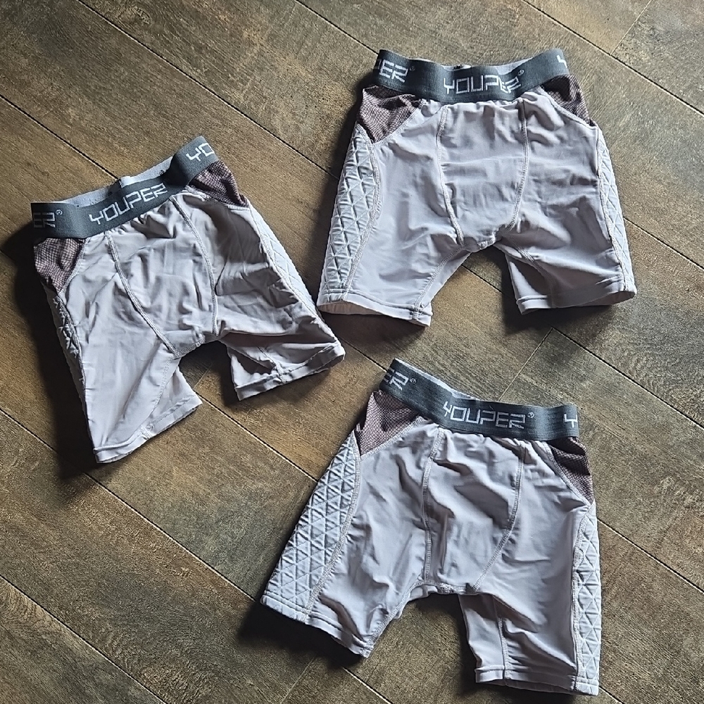 Kids Youper Gray Compression Shorts Baseball Medium